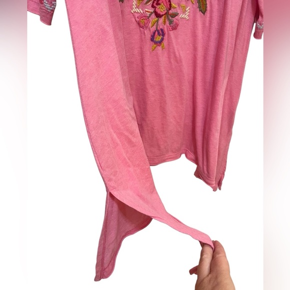 Johnny Was JWLA embroidered handkerchief hem tunic T-shirt pink small - Picture 5 of 9